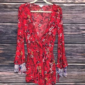 NWT  Xhilaration size XS red blouse. Flare sleeves and elastic waist.